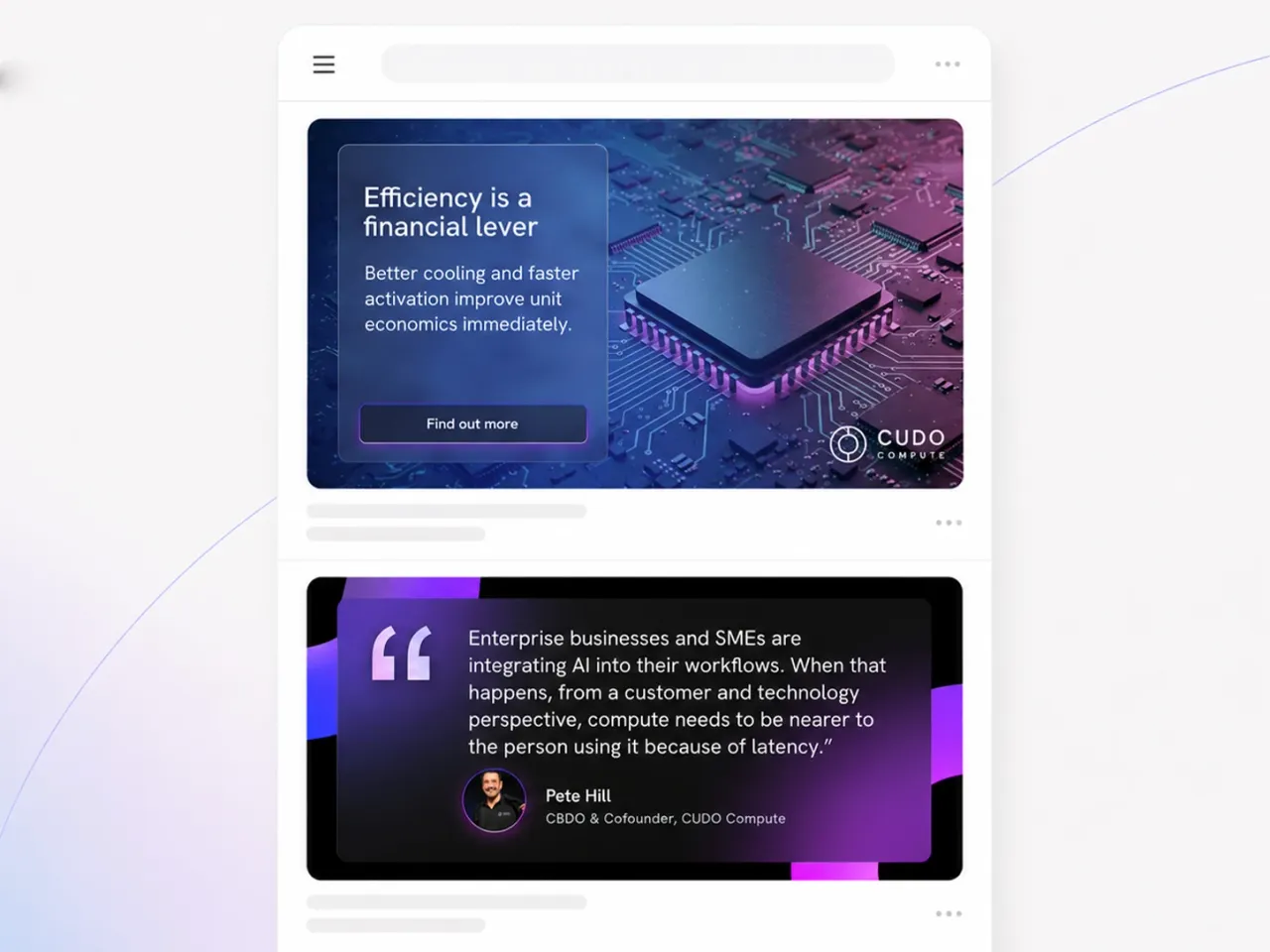 CUDO newsfeed showcase